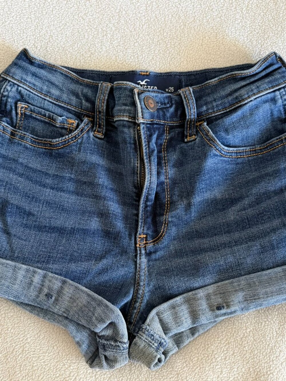 Hollister High Rise Short 3" inseam Advanced Stretch Blue Jean Shorts Size W25